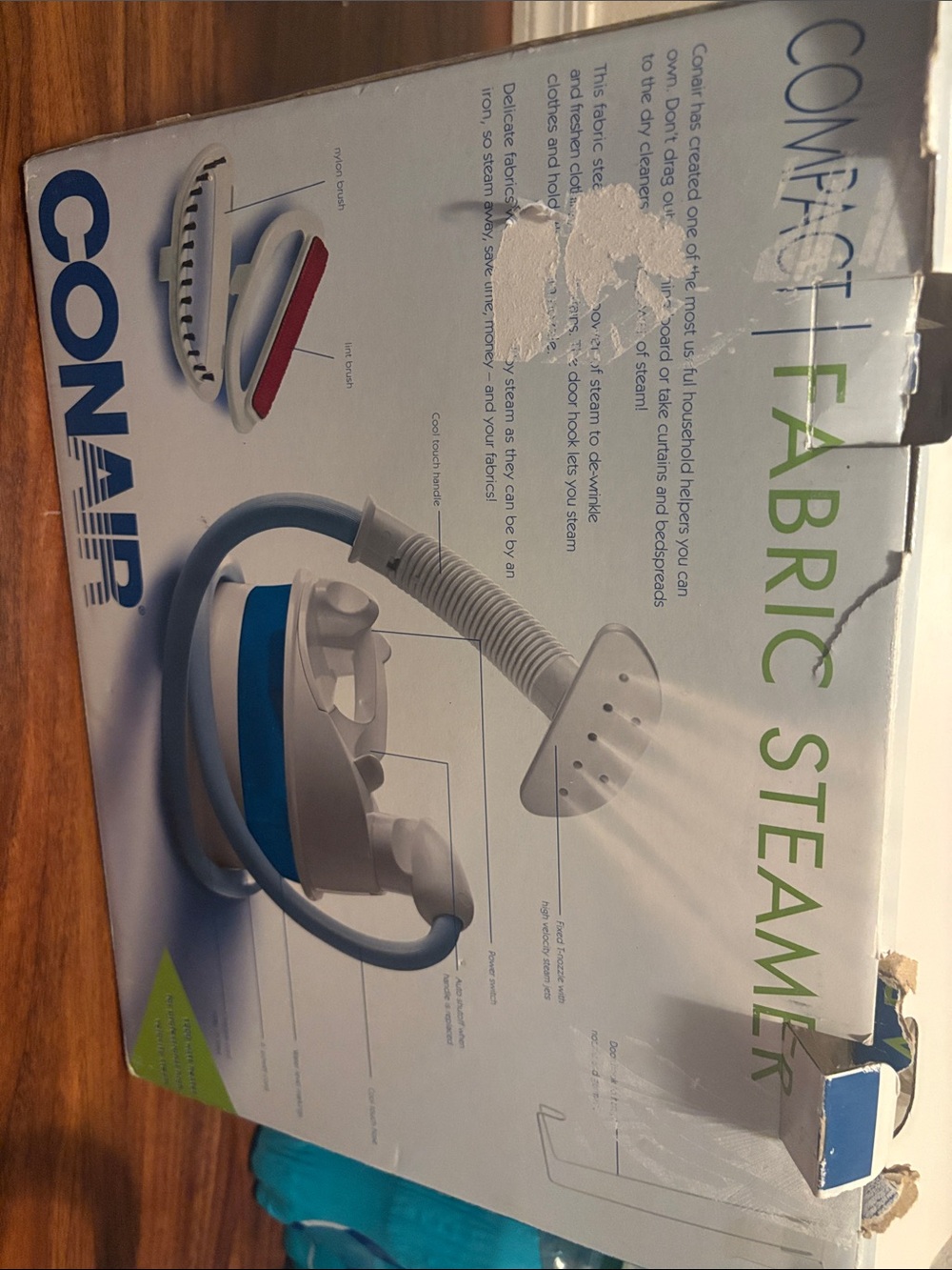 White Handheld Garment Steamer with Blue Hose - Unbranded